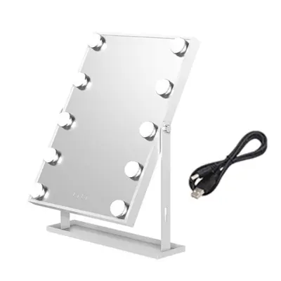 LED ogledalo za ličenje z 3-barvnim zatemnjevanjem in dotikom Silver