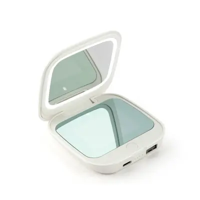 Pametno UV ogledalo z osvetlitvijo 360°, LCD, 2x povečava in powerbank