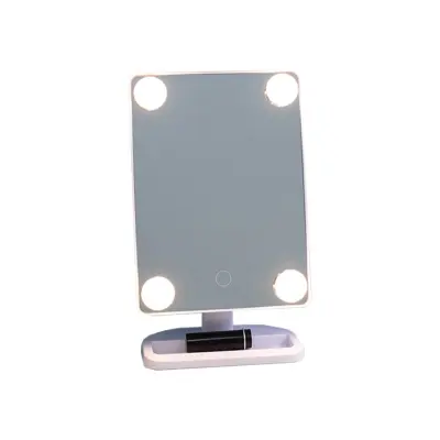 LED namizno ličilno ogledalo s 4 žarnicami, 3-barvno zatemnitev in baza