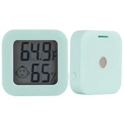 Mini digitalni notranji termometer-higrometer s prikazom nasmeha, C/F Green