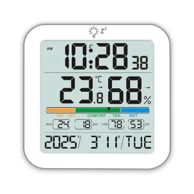 Velik LCD digitalni termometer, higrometer in ura