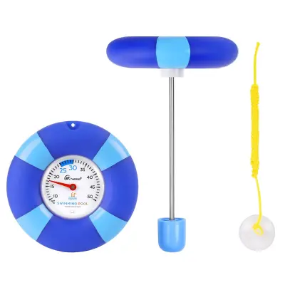 Plavajoči termometer za bazen, ribnik in SPA, plastika+nerjaveče Blue