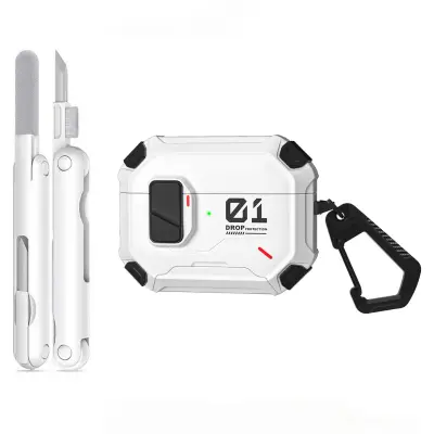Magnetni ovitek proti udarcem s stojalom za AirPods 4, PC 360° White