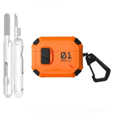 Magnetni ovitek proti udarcem s stojalom za AirPods 4, PC 360° Orange
