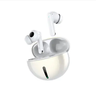 TWS Bluetooth slušalke z enomikrofonskim ANC in kovinskim ohišjem White