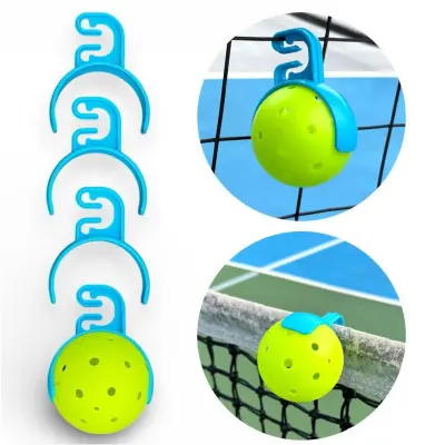 Sponke za pickleball žoge 4-pack — plastični nosilec za ograjo, modro