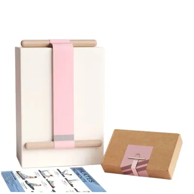 Rožnata elastika za trebušne vaje z bukovimi ročaji, latex Pink