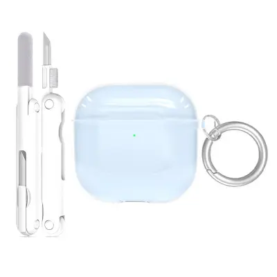 Dvoslojni TPU zaščitni ovitek za Apple AirPods Pro 3, prozoren moder