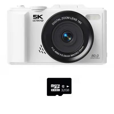 Retro brezzrcalni fotoaparat 75MP, 5K video, 180° zaslon White