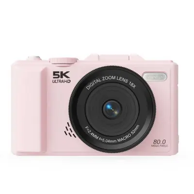 Retro mikro brezrcalna kamera 75MP, 5K video in 180° zaslon Pink