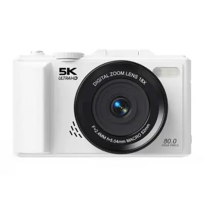 Retro mikro brezrcalna kamera 75MP, 5K video in 180° zaslon White