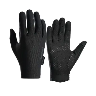 Dihajoče polno-prstne kolesarske rokavice s 5mm SBR blazino Black L