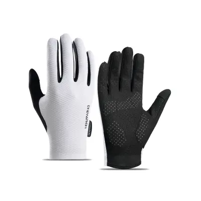 Dihajoče polno-prstne kolesarske rokavice s 5mm SBR blazino White XL