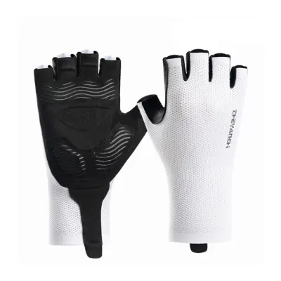 Kolesarske rokavice pol prstov, zračne z 5mm SBR blazinico White XL