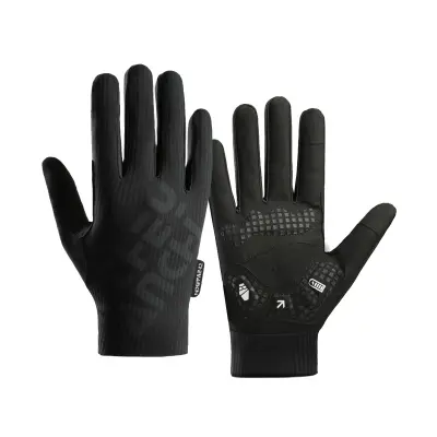 Dihljive polno-prstne kolesarske rokavice s 5mm SBR dlanjo Black L