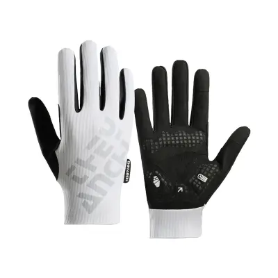 Dihljive polno-prstne kolesarske rokavice s 5mm SBR dlanjo White XL