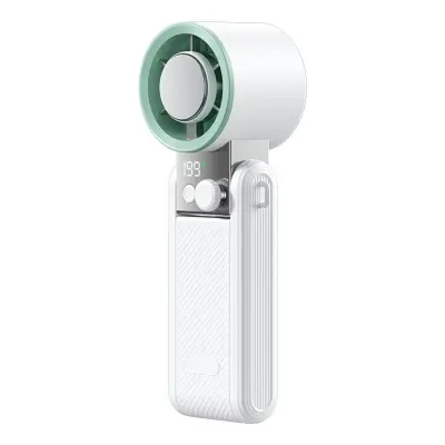 Trojnizložljiv ročni ventilator z zaslonom na dotik, 199-stopenj, USB White