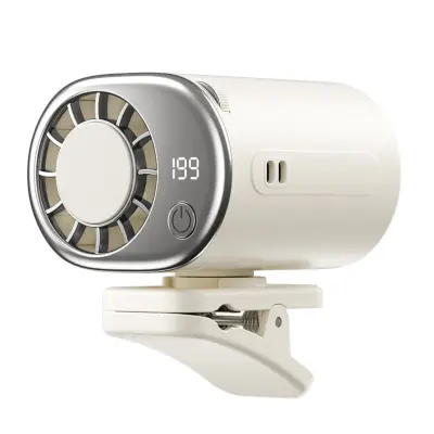 Prenosni USB ventilator s polnilnim ledom za pas, dežnik in torbo White