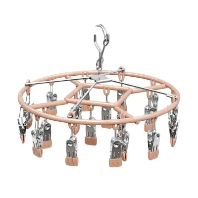 Vrteči obesek za perilo 24 sponk, 360°; nerjaveče/aluminij Pink