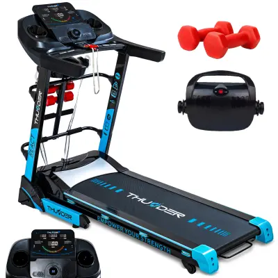 Električna tekalna steza THUNDER REACT-DS-BLACK – 18 km/h, 3 KM, Bluetooth, naklon 15 stopenj