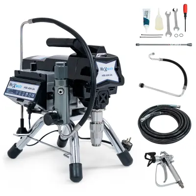 Profesionalni Airless brizgalni agregat Hexwelt HW-AM-24 – 1300 W, brezkrtačni motor, 227 bar, 2,4 l/min