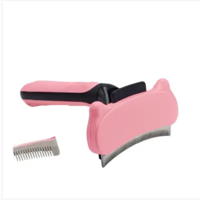 Glavnik za razmršenje dlake za mačke in pse, jeklo+PP Pink