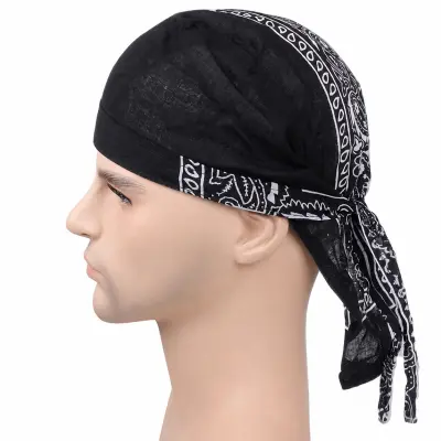 Vsestranska bombažna bandana kapa za zaščito in stil pri aktivnostih Black