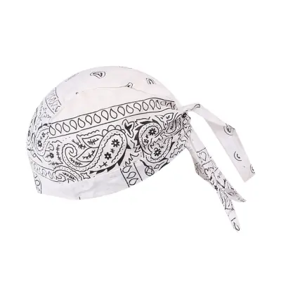 Vsestranska bombažna bandana kapa za zaščito in stil pri aktivnostih White