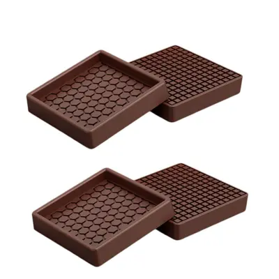 Kvadratni silikonski podstavki za noge pohištva, 4 kos, 5cm Brown