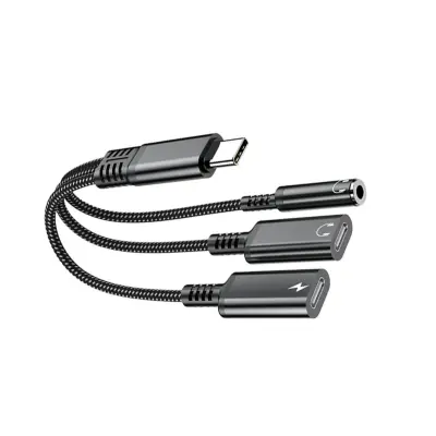 Adapter Type-C na dvojni Type-C in 3,5mm, 60W hitro polnjenje
