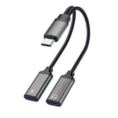 USB-C adapter z dvema priključkoma: 60W PD in DAC audio