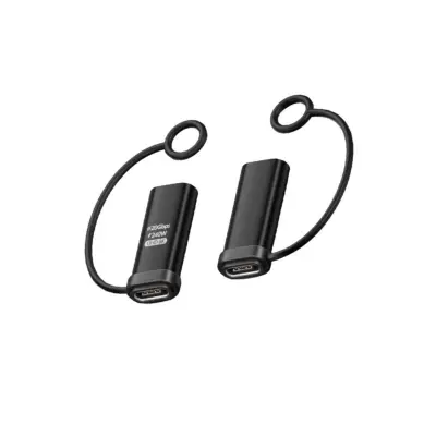 Obojestranski Type-C ženski adapter z vrvico, 20GB, črn