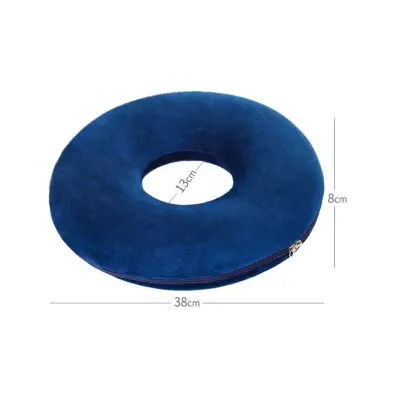 Okrogla spominska pena donut blazina z zračnim votlom in zadrgo NavyBlue