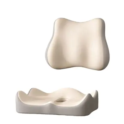 Komplet za sedežno blazino za razbremenitev pritiska in ledveno oporo - Ergonomična spominska pena za udobno sedenje Beige