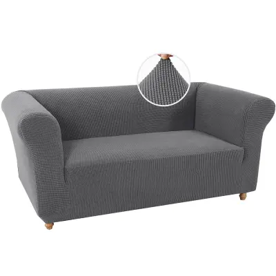 Retro Sponka Prevleka za Kavč - Enodelna Raztegljiva Nedrseča Zaščita Grey