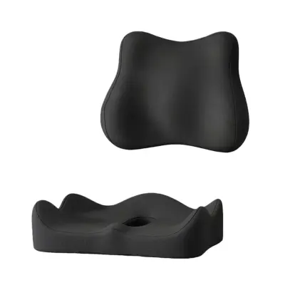 Komplet za sedežno blazino za razbremenitev pritiska in ledveno oporo - Ergonomična spominska pena za udobno sedenje Black