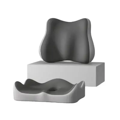 Komplet za sedežno blazino za razbremenitev pritiska in ledveno oporo - Ergonomična spominska pena za udobno sedenje Grey