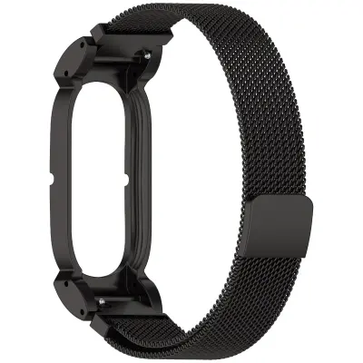 Milanese magnetni jekleni pašček, kompatibilen z Fitbit Air, črn