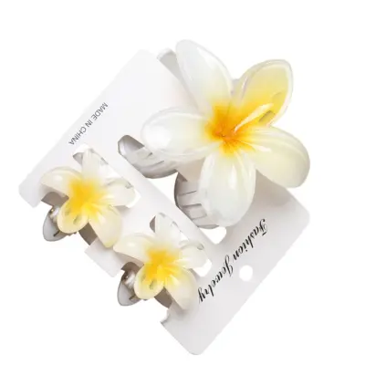 Set cvetličnih sponk za lase, 3x ABS, protizdrsne, 7.5cm x 4cm Yellow