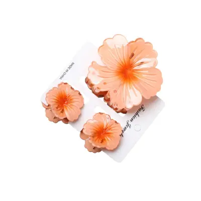 Spiralne cvetne sponke za lase, 3 kosi – ABS protizdrsne Orange