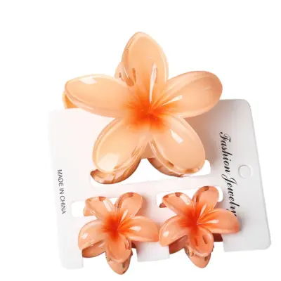 Set cvetličnih sponk za lase, 3x ABS, protizdrsne, 7.5cm x 4cm Orange