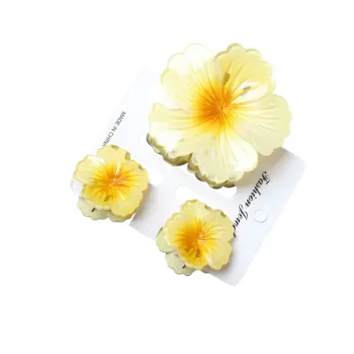 Spiralne cvetne sponke za lase, 3 kosi – ABS protizdrsne Yellow