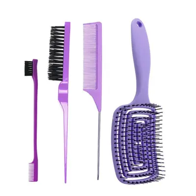 Komplet glavnikov z devetimi vrstami — plastični rep in teksturiranje Purple