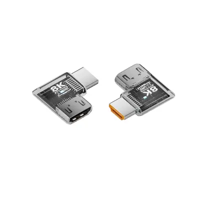 UHD HDMI ženski-na-moški kotni adapter 3-pack – HDMI 2.1, 8K@60Hz, 90° ABS Transparent