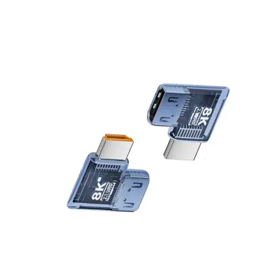 UHD HDMI ženski-na-moški kotni adapter 3-pack – HDMI 2.1, 8K@60Hz, 90° ABS Blue