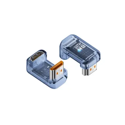 8K UHD 2.1 Female to Male U-Shaped Adapter 180 Degree Connector Blue