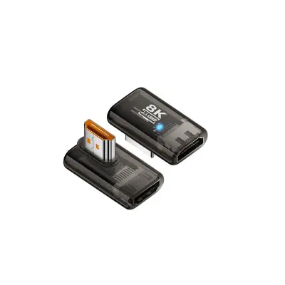 8K@60Hz HDMI 2.1 Adapter UHD Female to Male 90 Degree Left Angle - 3-Pack Black