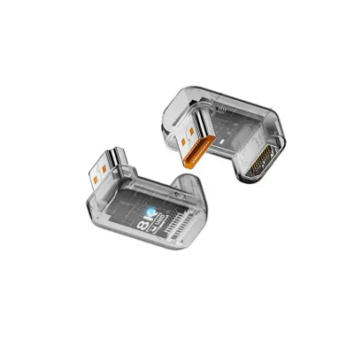 8K UHD 2.1 Female to Male U-Shaped Adapter 180 Degree Connector Transparent
