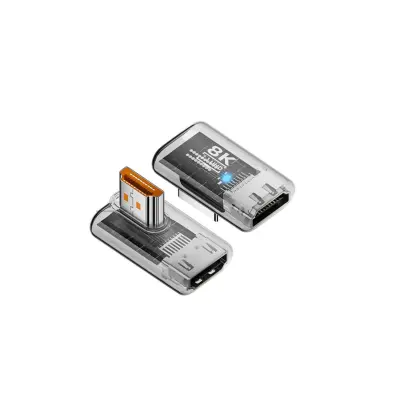 8K@60Hz HDMI 2.1 Adapter UHD Female to Male 90 Degree Left Angle - 3-Pack Transparent