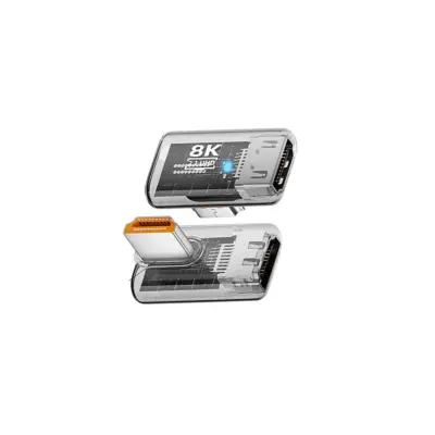 UHD Female to Male Right-Angle HDMI 2.1 Adapter Pack of 3 – 8K@60Hz Transparent